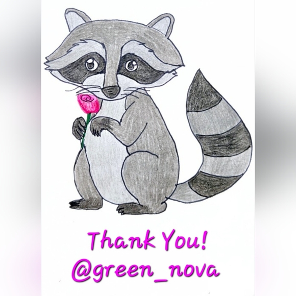 @green_nova Raccoon Business Thank You Cards 50pk - Picture 3 of 6